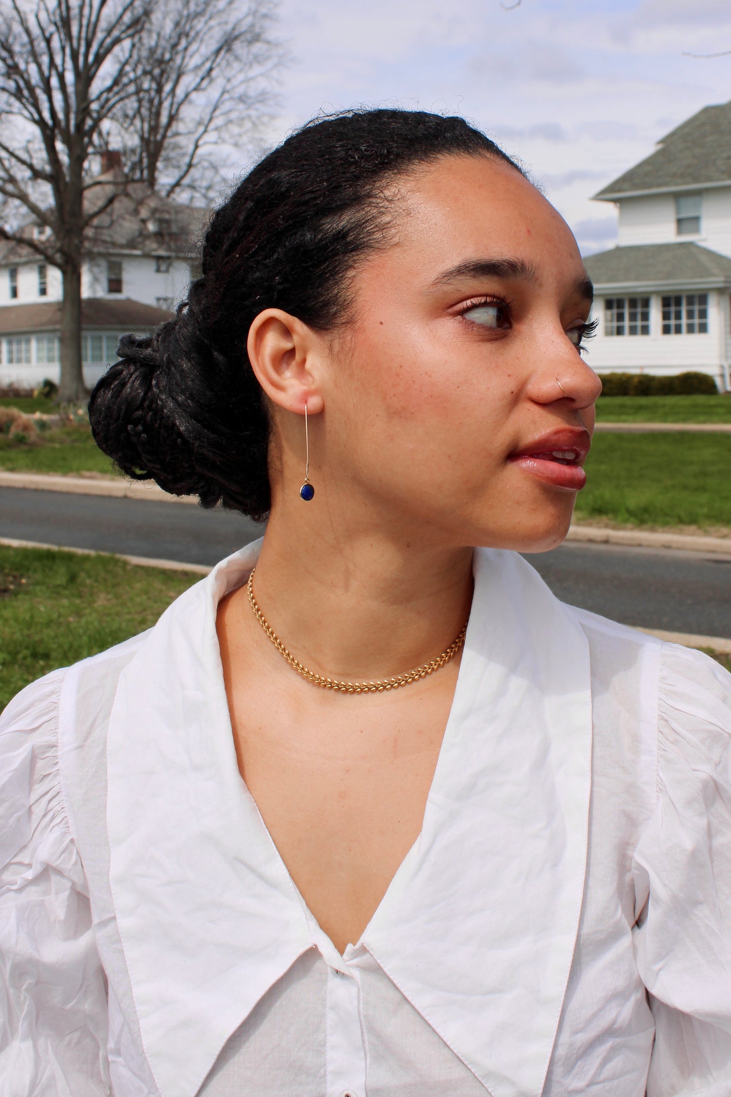 Teardrop Hoops with Gemstone