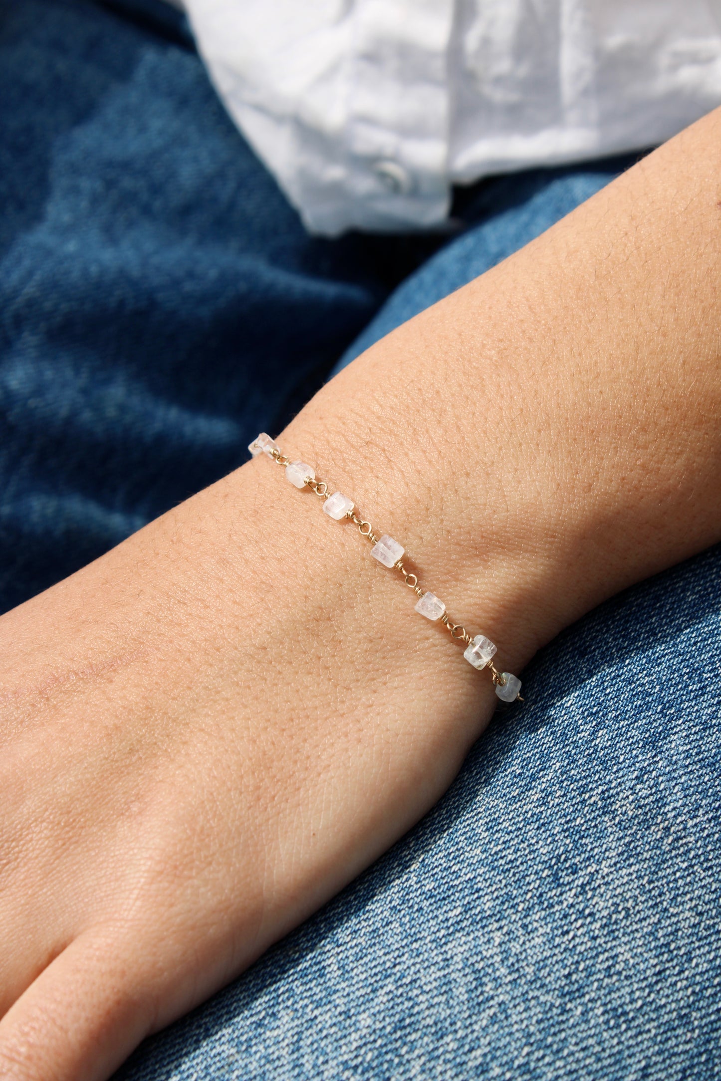 Gemstone Bracelet - Faceted Moonstone