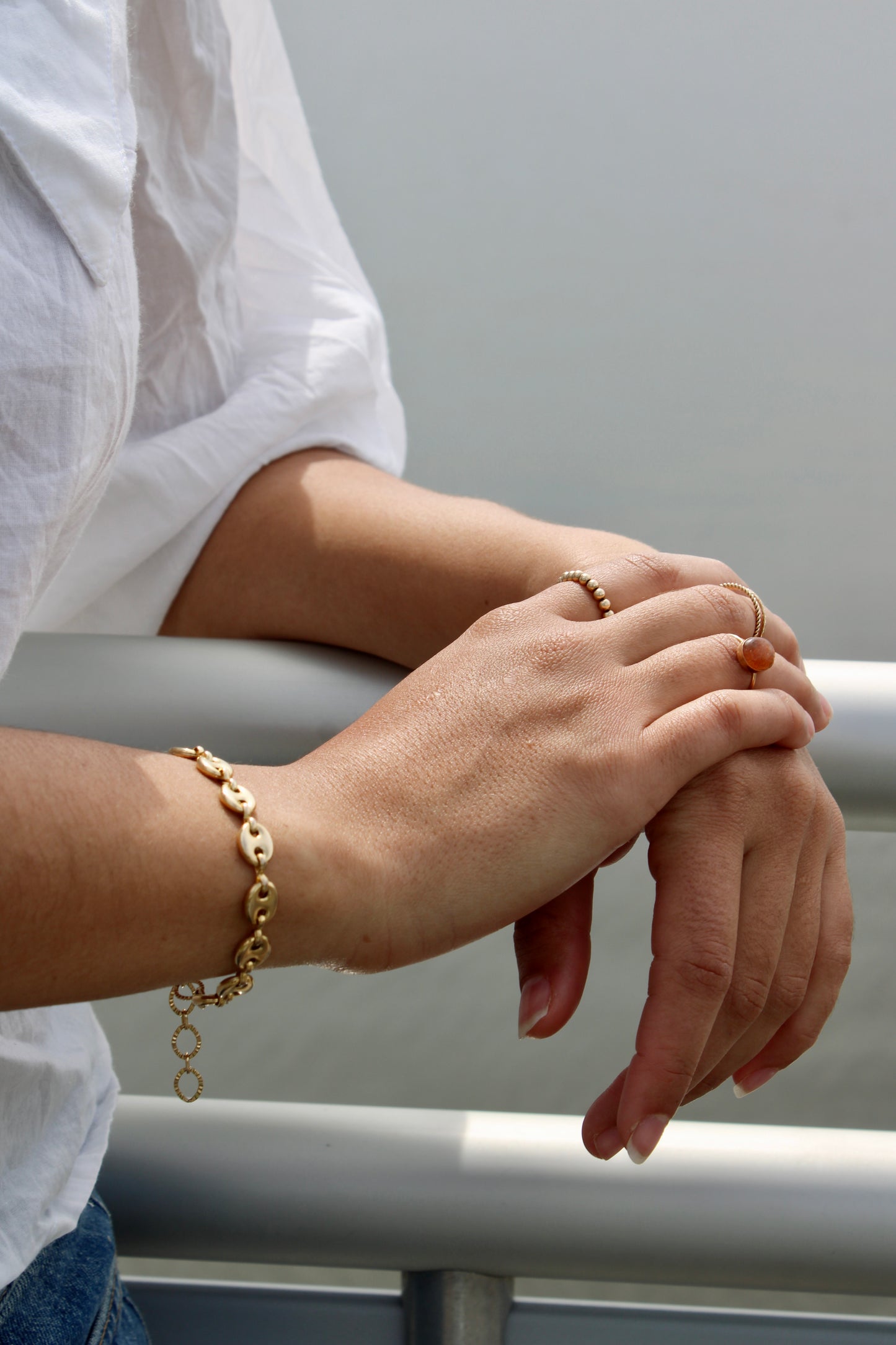 Puffed Mariner Chain Bracelet with Fancy Clasp