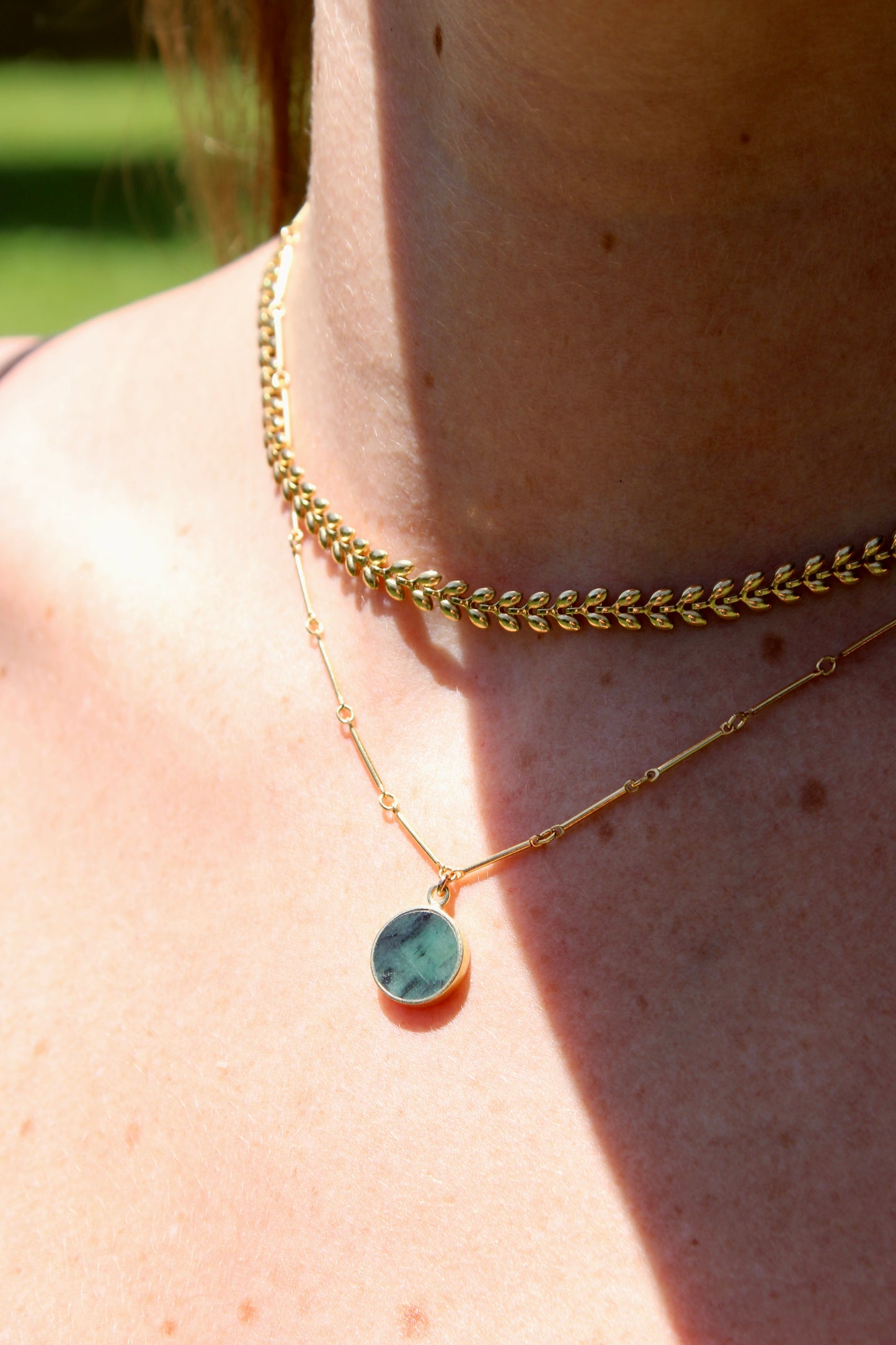 Bar and Link Gemstone Necklace