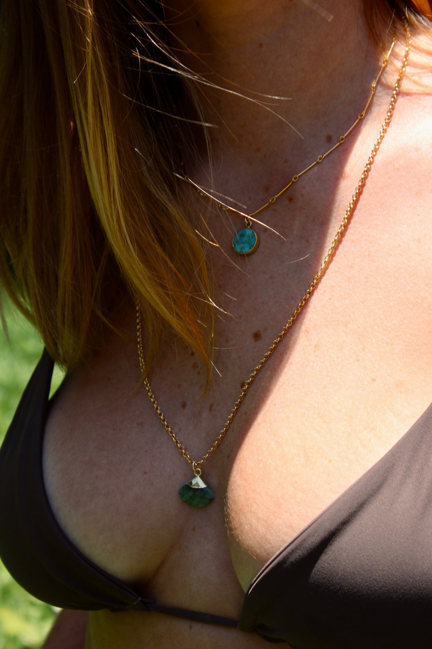 Bar and Link Gemstone Necklace