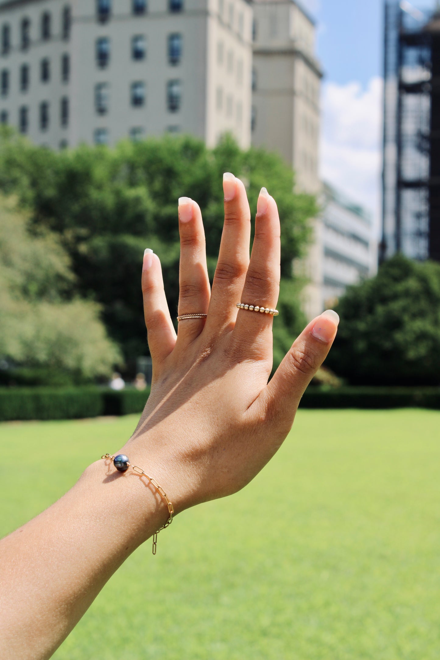 Gold Beaded Flex Ring