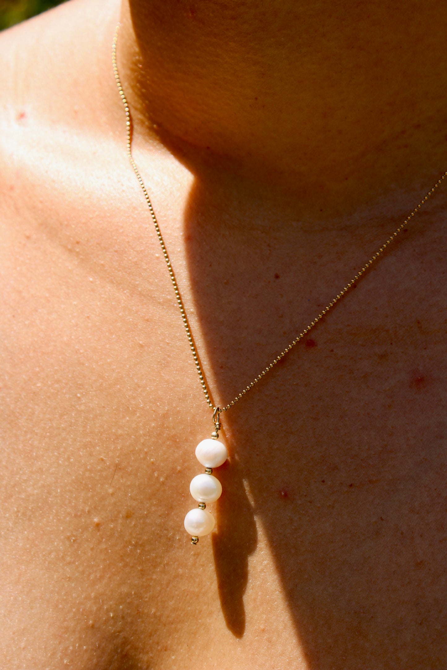 Triple Fresh Water Pearl Drop Necklace