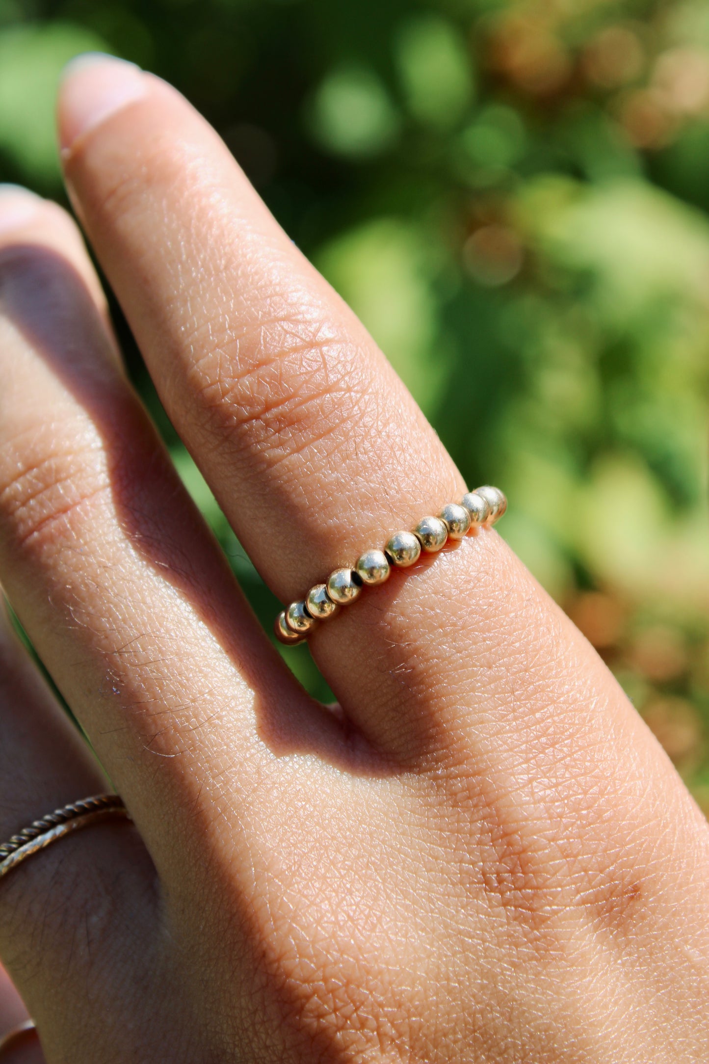 Gold Beaded Flex Ring