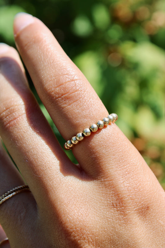 Gold Beaded Flex Ring